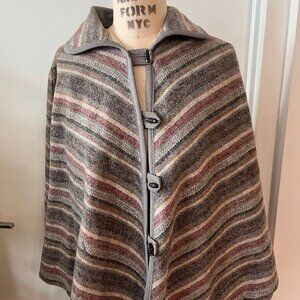 Vintage 70's NPC Chevron Striped Wool Blend Cape